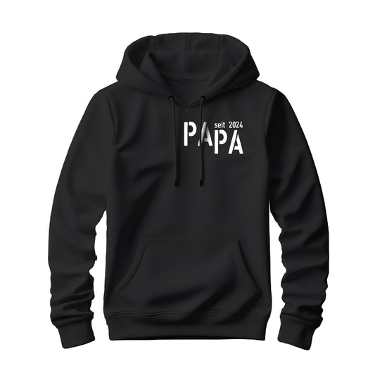 Papa Hoodie - PAPA seit Minimal - Dein Wunschjahr - Geschenkidee Schwarz - FULiMA®