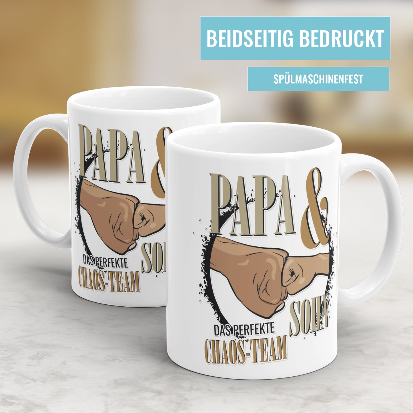 Papa und Sohn Das perfekte Chaos Team - Bester Papa Tasse - Fulima