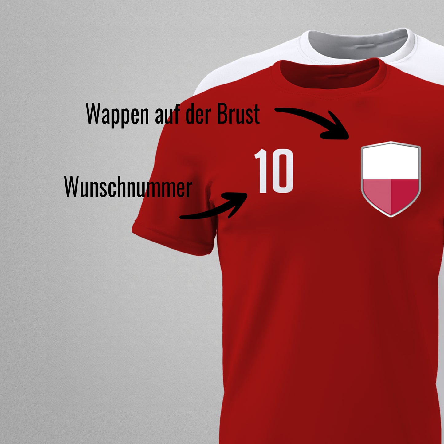 Polen Shirt mit Wappen und individueller Nummer & Name - FULiMA®