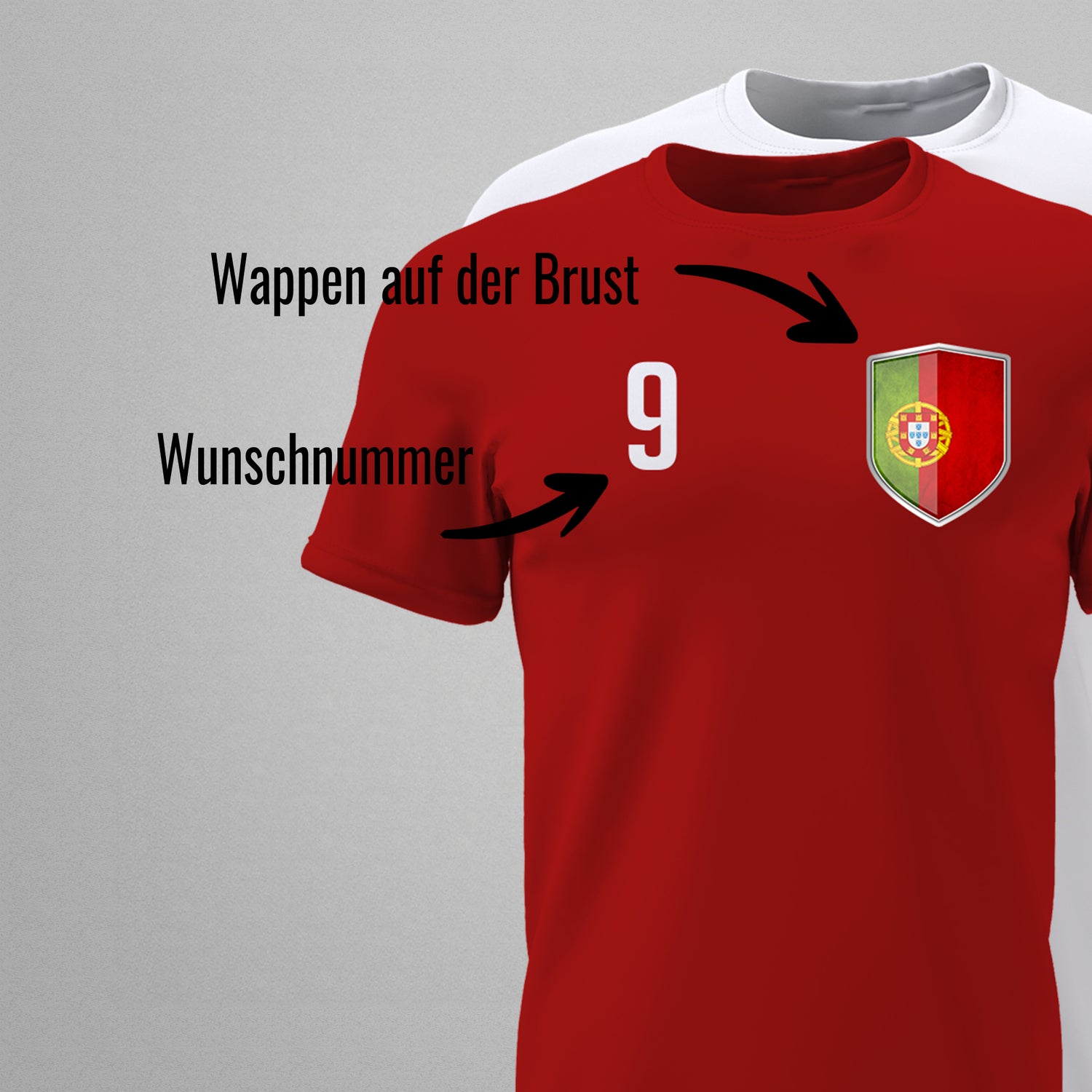 Portugal Shirt mit Wappen und individueller Nummer & Name - FULiMA®