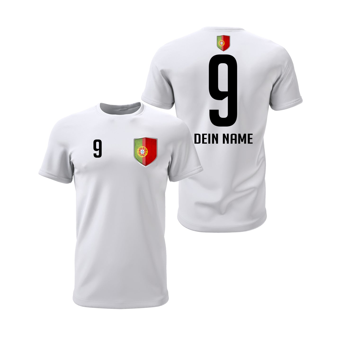 Portugal Shirt mit Wappen und individueller Nummer & Name Weiß - FULiMA®