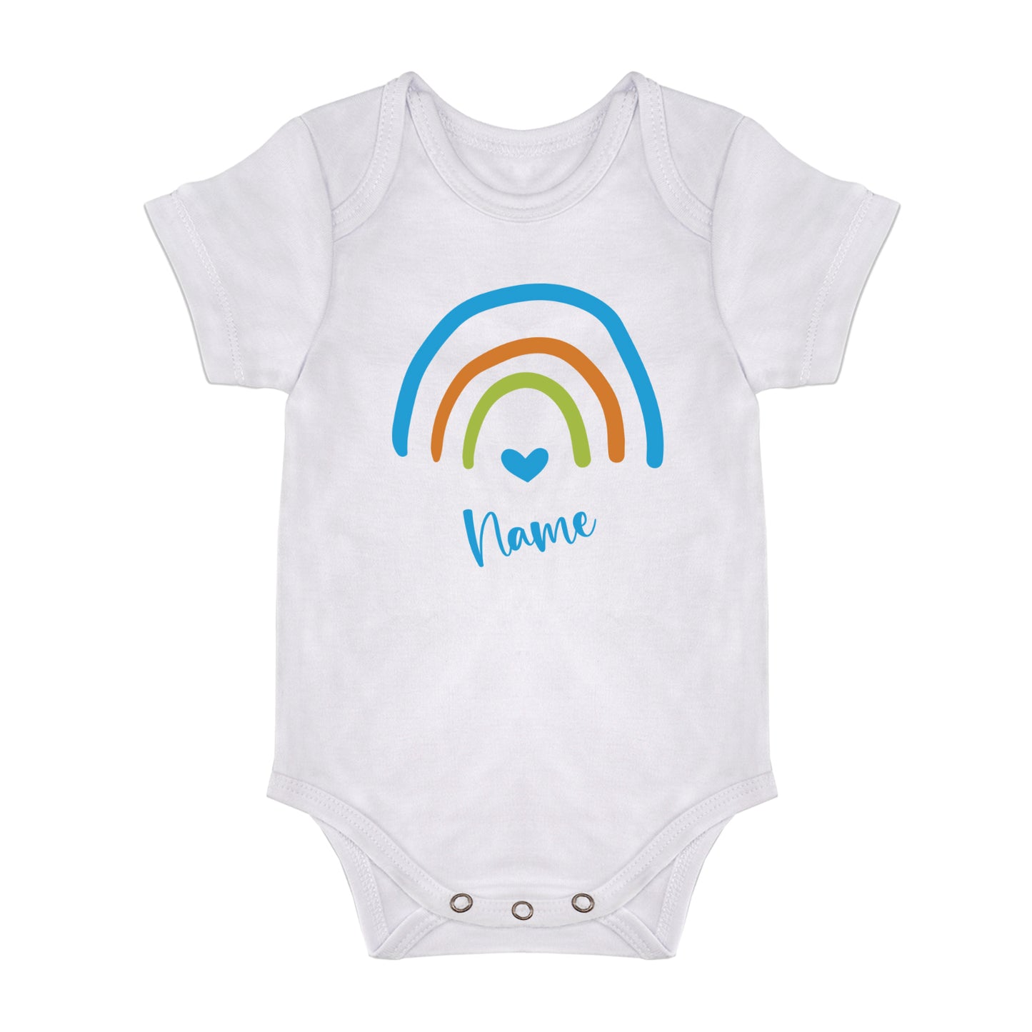 Babybody - Regenbogen mit Herz - Blau - Personalisiert mit Namen - FULiMA®
