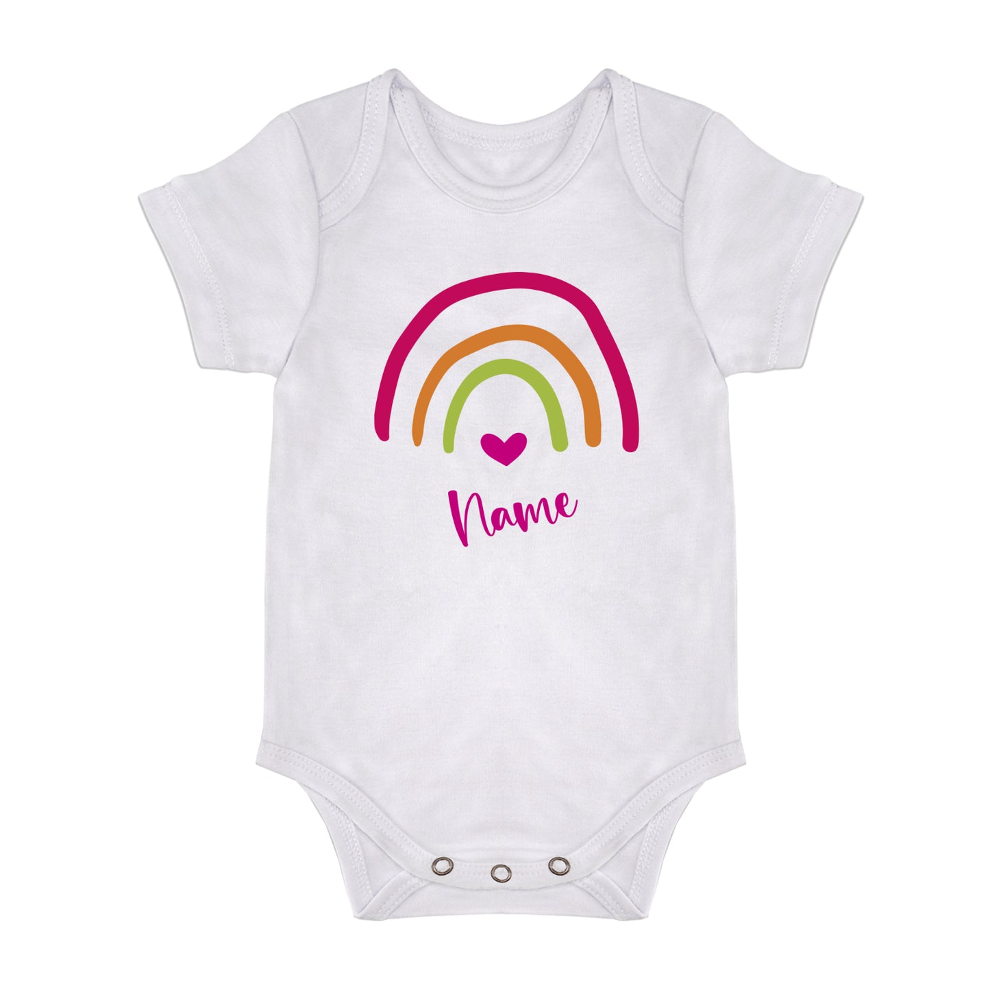 Babybody - Regenbogen mit Herz - Pink - Personalisiert mit Namen - FULiMA®