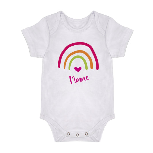 Babybody - Regenbogen mit Herz - Pink - Personalisiert mit Namen - FULiMA®