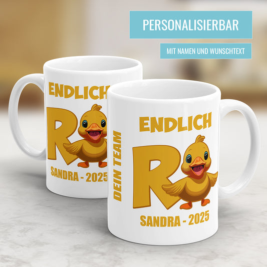Endlich Rente Ente - Süße Comic Ente - Ruhestand Tasse - Fulima