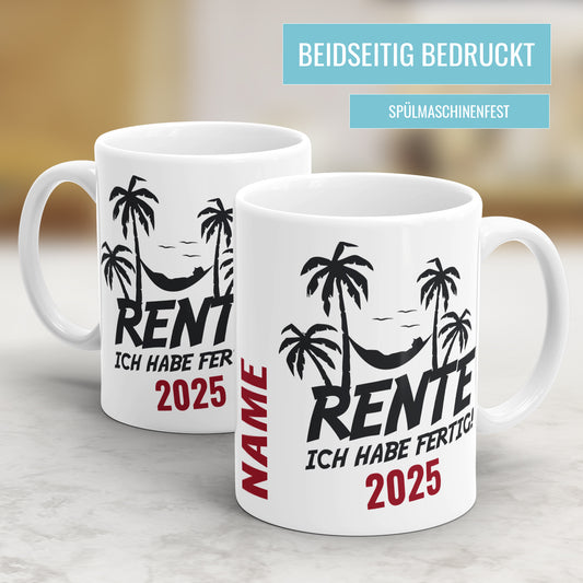 Rente Ich habe fertig Hängematte unter Palmen - Personalisierte Rente Tasse - Fulima