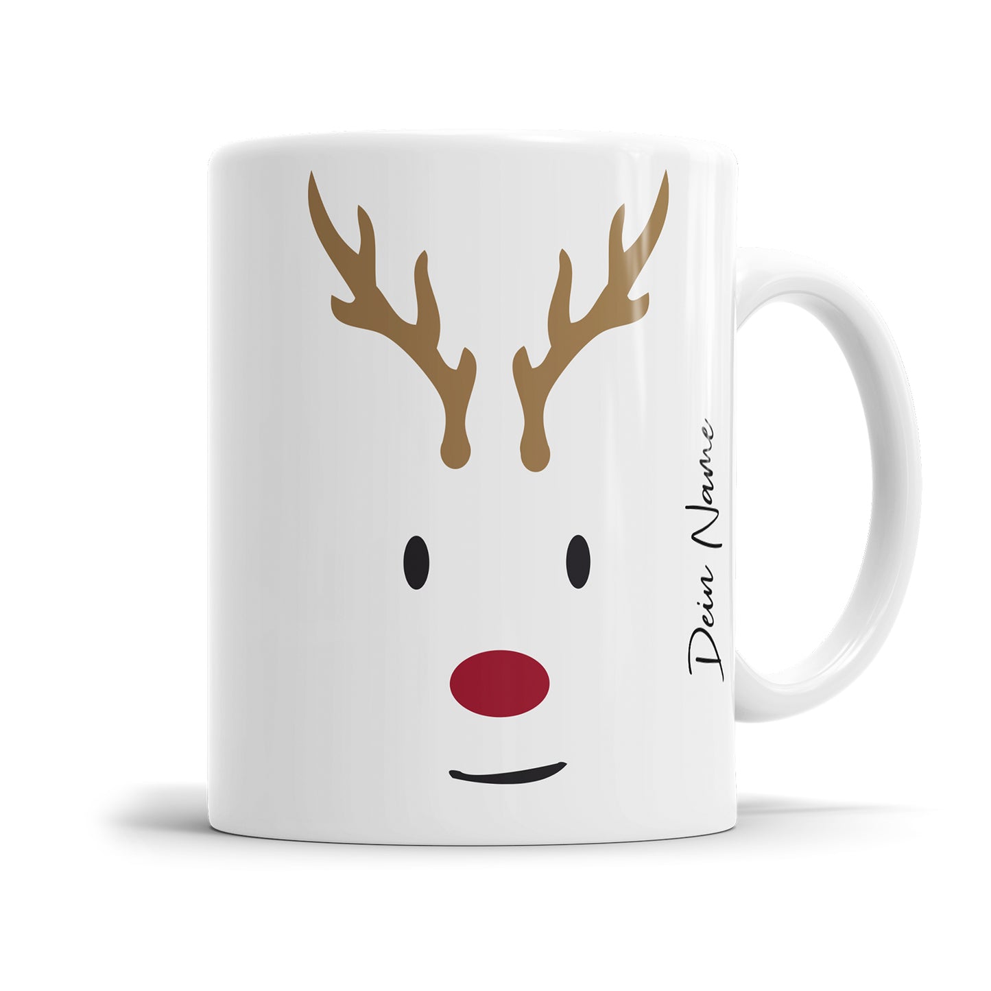 Rudolf Rentier Gesicht Tasse - Personalisiert mit Namen - Weihnachtliches Geschenk - Fulima