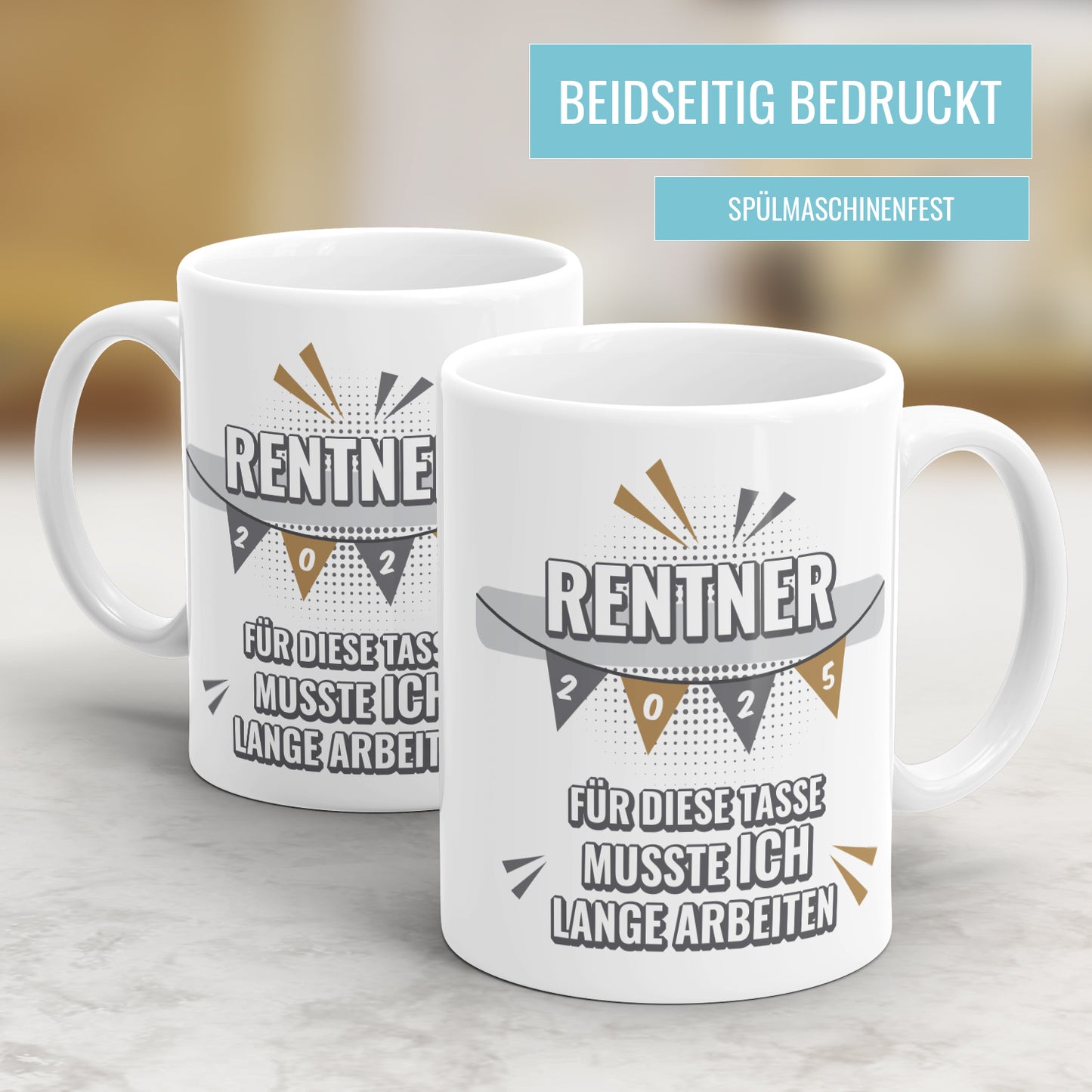 Rentner 2025 Tasse - Für diese Tasse musste ich lange arbeiten Fähnchen - Humorvoller Ruhestand - Fulima