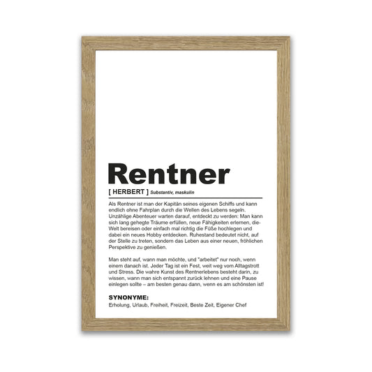 Poster "Rentner" | Definition Rente Geschenk Braun - Fulima