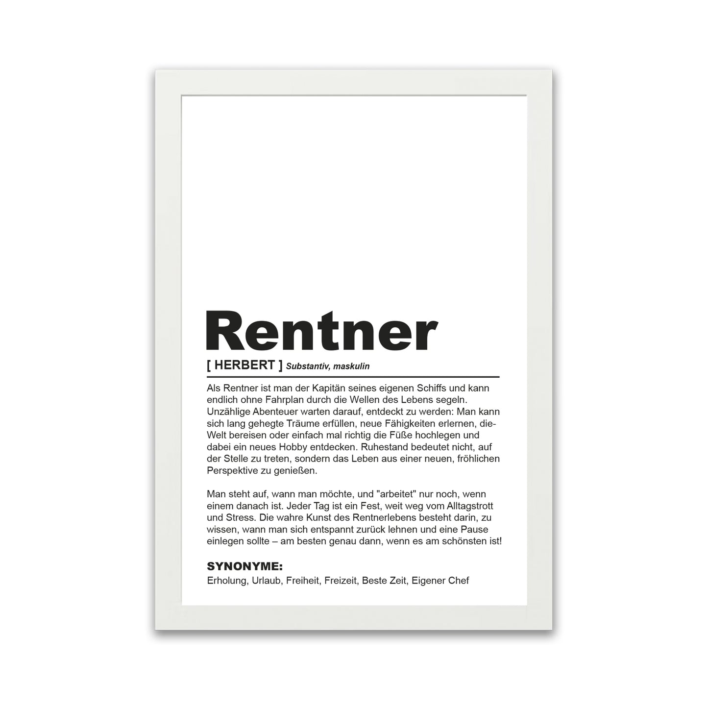 Poster "Rentner" | Definition Rente Geschenk Weiß - Fulima