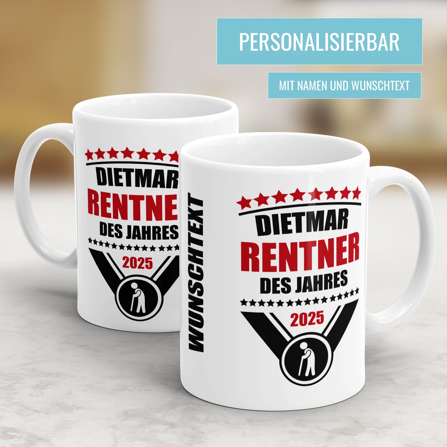 Rentner des Jahres 2025 personalisierte Rente Tasse - Fulima