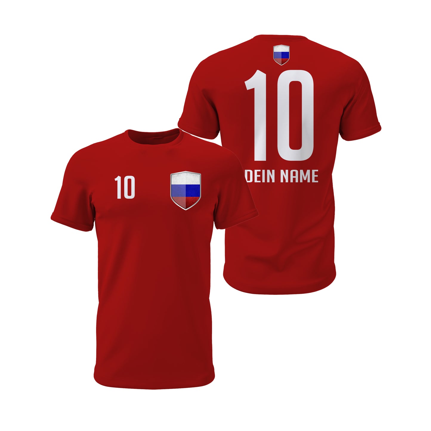 Russland Shirt mit Wappen und individueller Nummer & Name Rot - FULiMA®