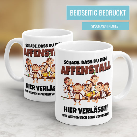 Tasse zum Abschied - Schade, dass du den Affenstall verlässt - Lustige Jobwechsel Sprüche Tasse - Fulima