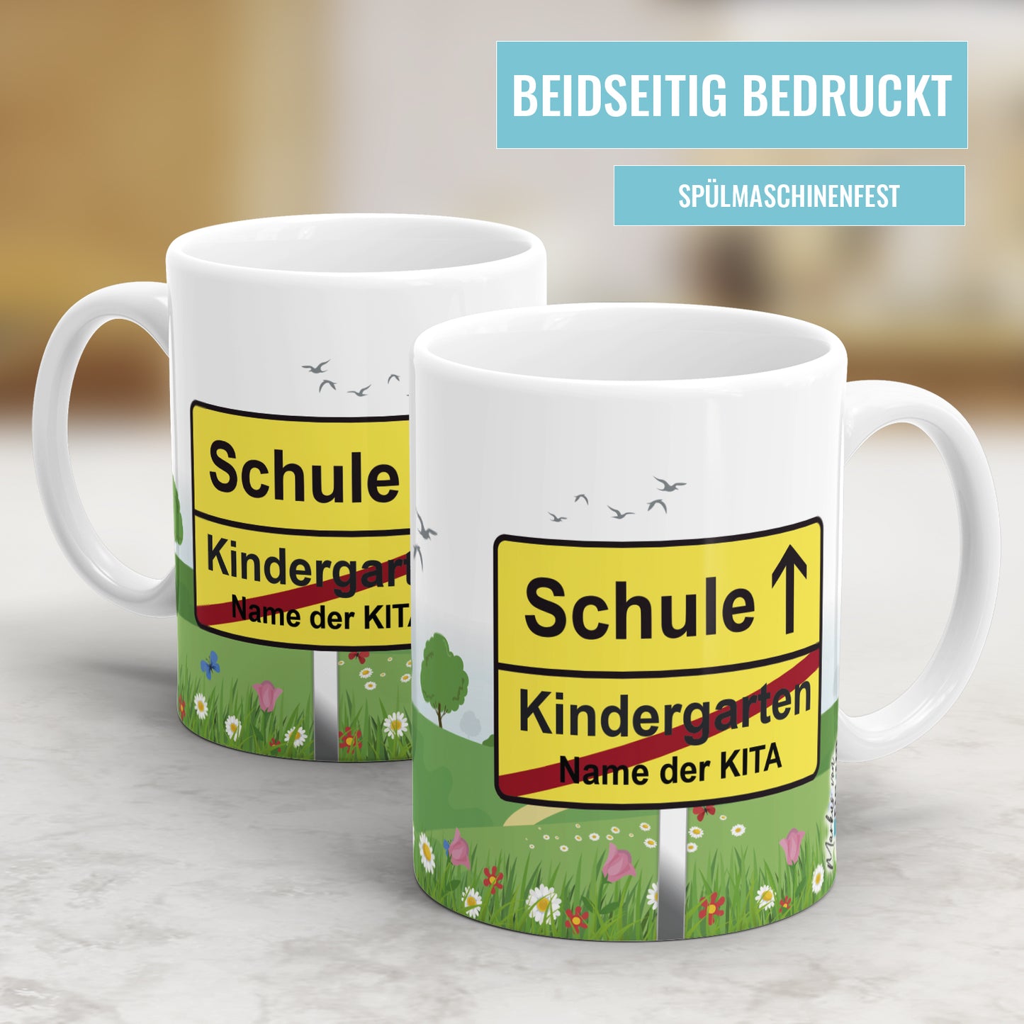 Kita Abgänger Ortswechselschild Schule Kindergarten - Namen der Kita - Kindertasse - Fulima