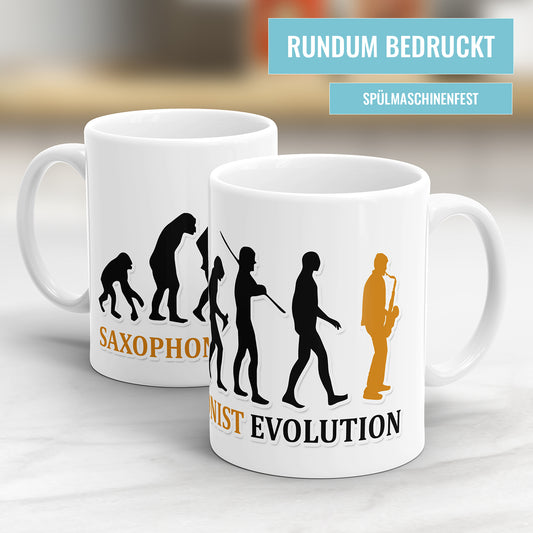Saxophonist Evolution Tasse - Geschenkidee für Saxophonisten - Fulima