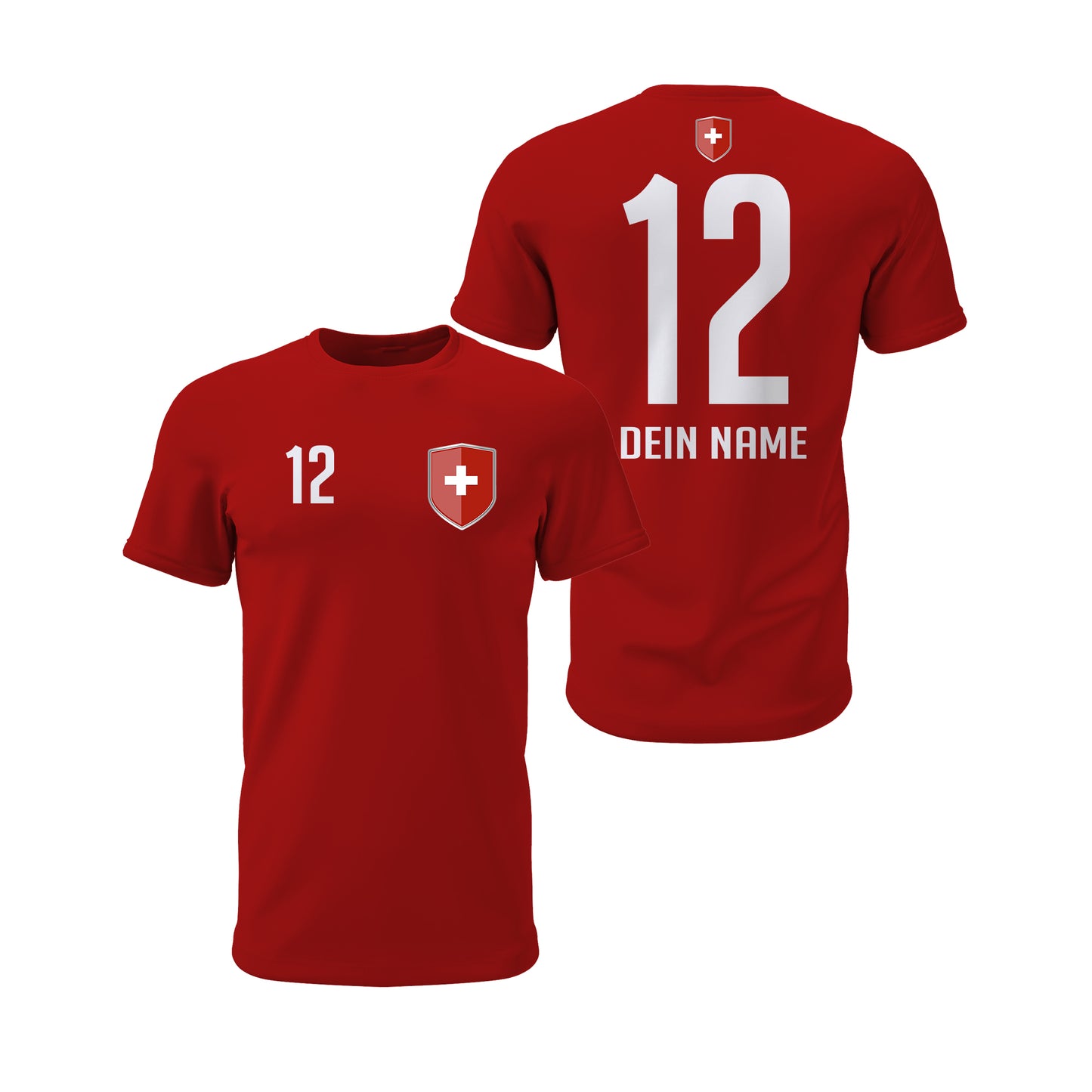 Schweiz Shirt mit Wappen und individueller Nummer & Name Rot - FULiMA®