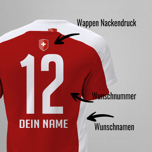 Schweiz Shirt mit Wappen und individueller Nummer & Name - FULiMA®