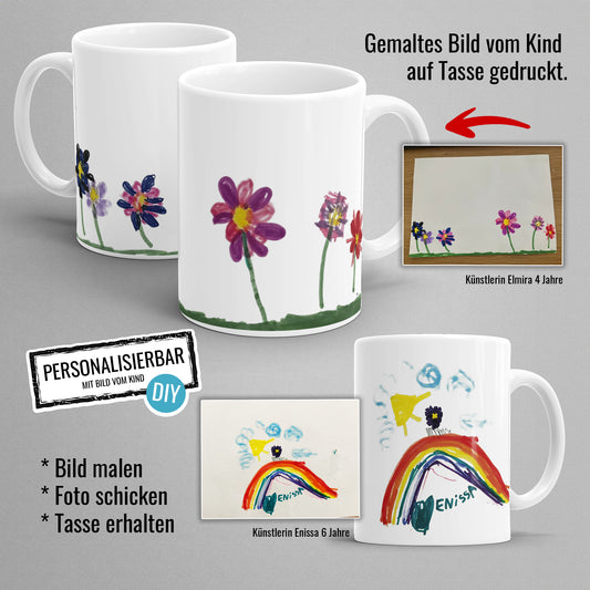 Kinderzeichnung vom Kind - Personalisierte - Fototasse - Fulima