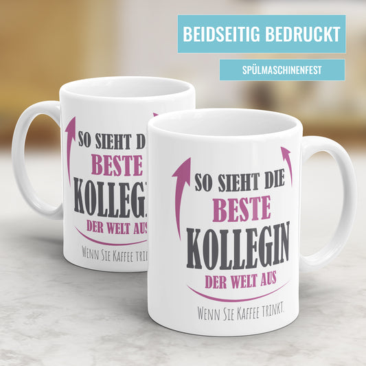 So sieht die beste Kollegin der Welt aus Kaffee trinkt - Beste Kollegin Tasse - Fulima
