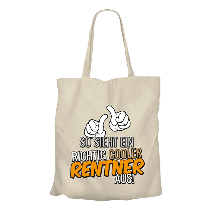 Jutebeutel Renter - So sieht ein richtig cooler Rentner aus - Daumen oben - Geschenk zur Rente Beige - Fulima