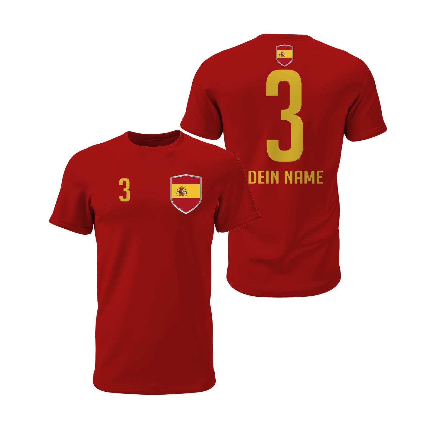 Spanien Shirt mit Wappen und individueller Nummer & Name Rot - FULiMA®