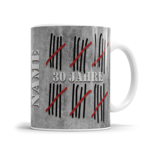 30 Jahre Strichliste personalisiert mit Namen - Geburtstag Tasse - Fulima