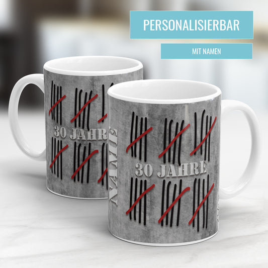30 Jahre Strichliste personalisiert mit Namen - Geburtstag Tasse - Fulima
