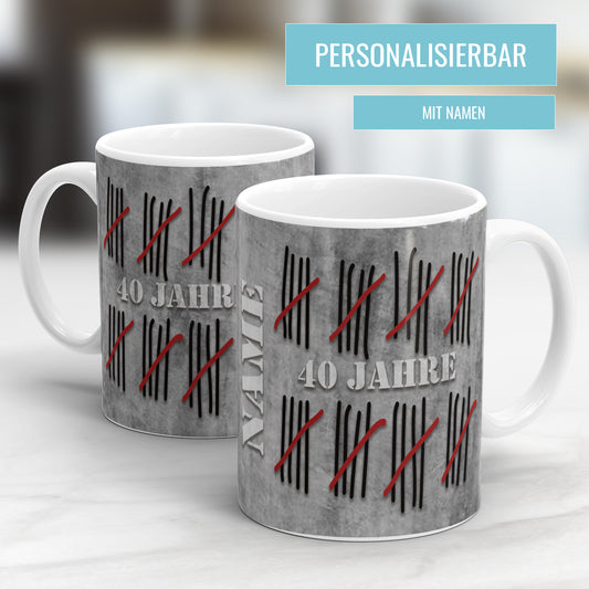 40 Jahre Strichliste personalisiert mit Namen - Geburtstag Tasse - Fulima