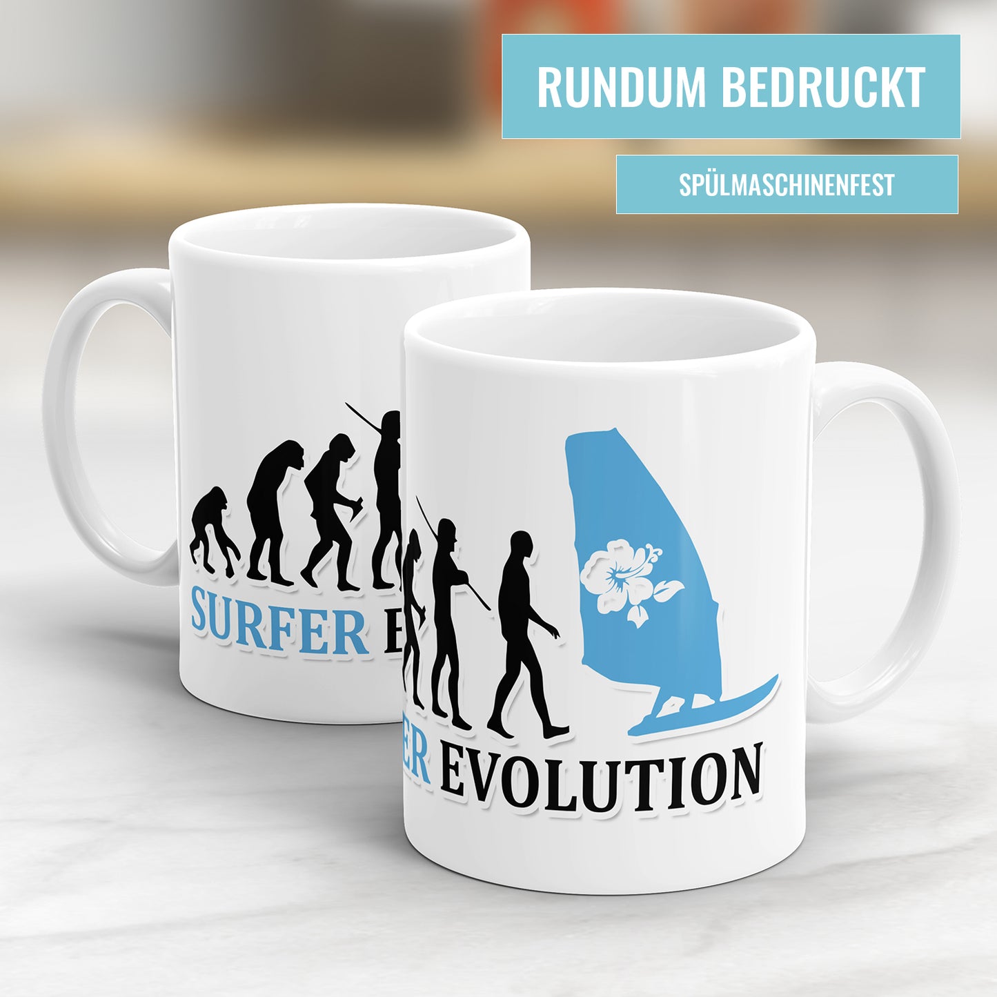 Surfer Evolution Tasse - Geschenkidee für Surfer - Fulima