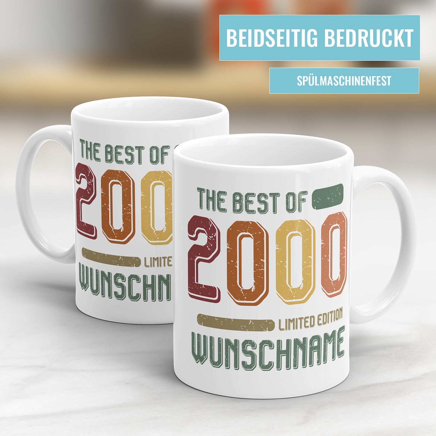Geburtstag Tasse The best of 2000 personalisiert mit Name Vintage Tasse - Fulima