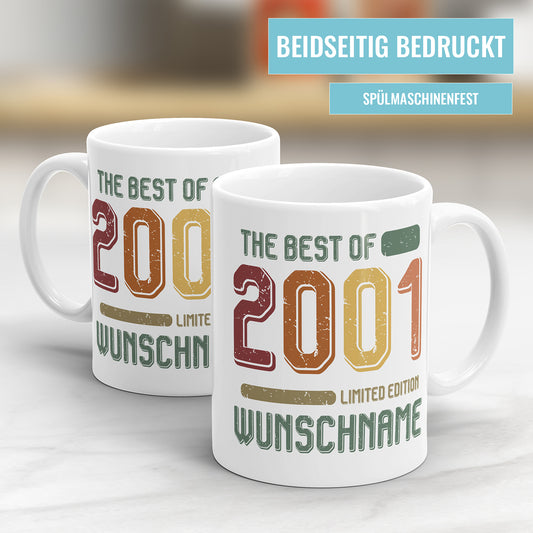 Geburtstag Tasse The best of 2001 personalisiert mit Name Vintage Tasse - Fulima