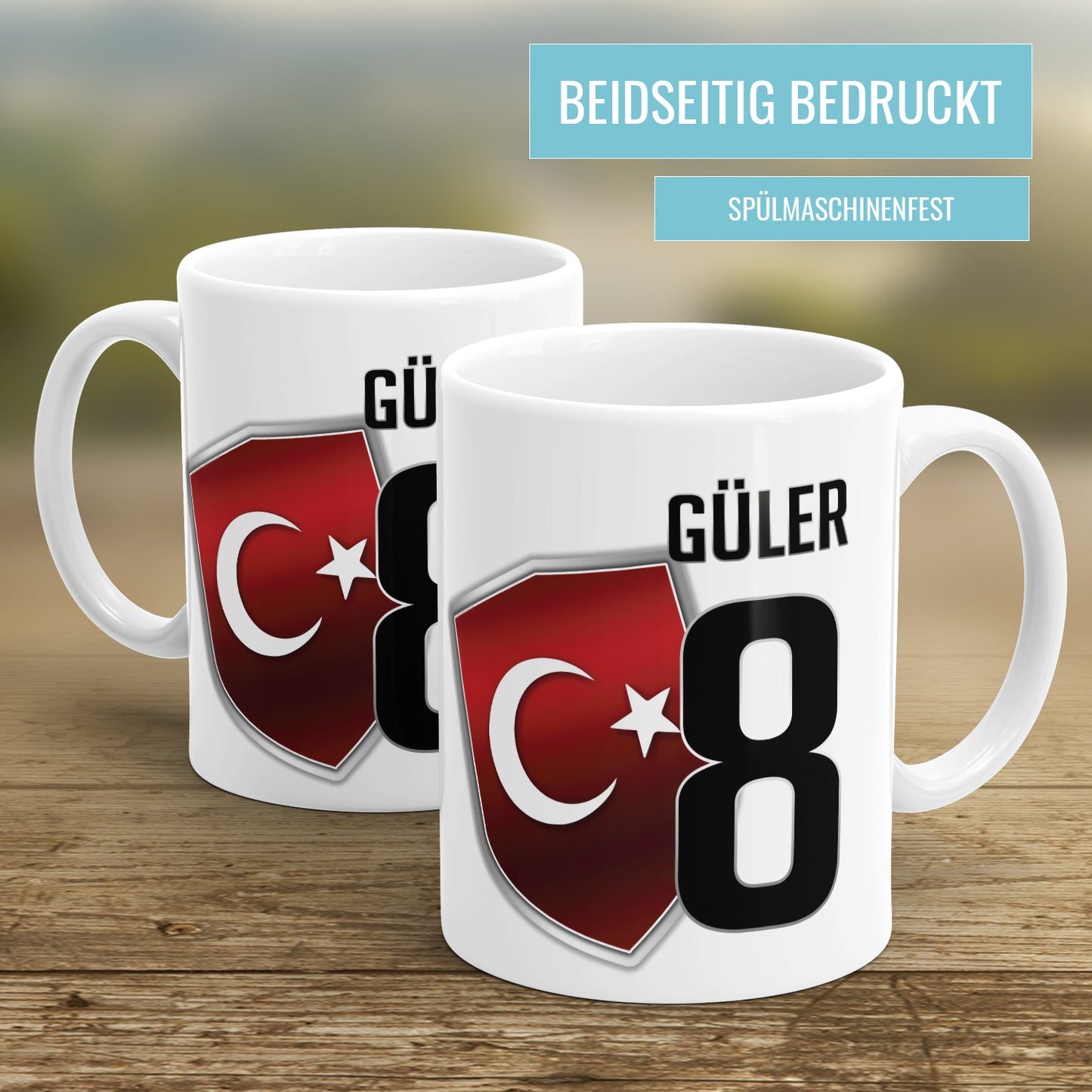 Türkei Fan Tasse - Personalisiert mit Namen und Nummer - Fulima