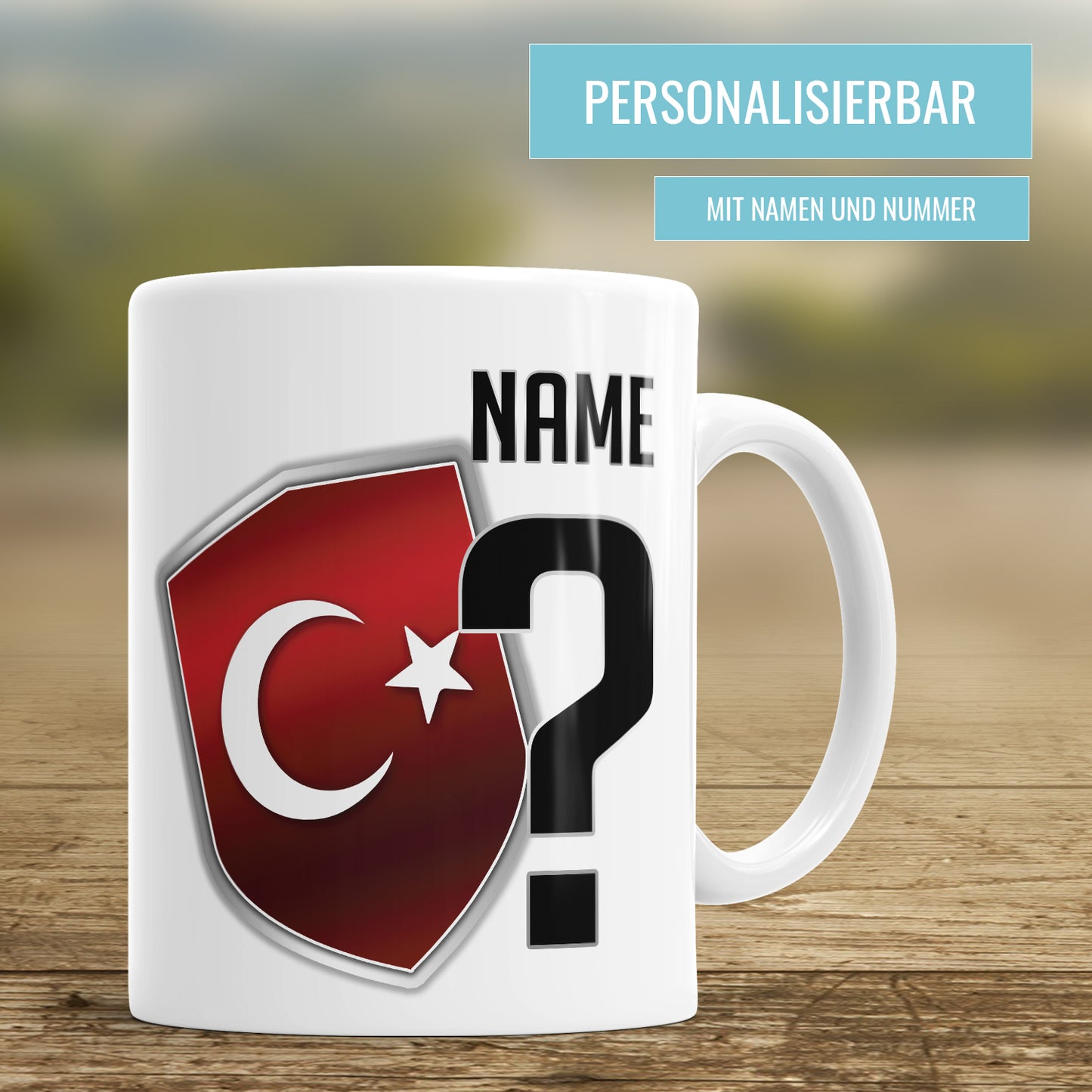 Türkei Fan Tasse - Personalisiert mit Namen und Nummer - Fulima