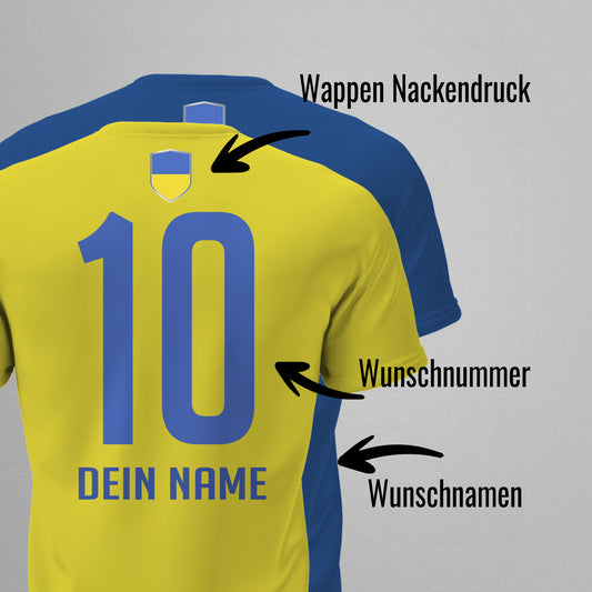 Ukraine Shirt mit Wappen und individueller Nummer & Name - FULiMA®
