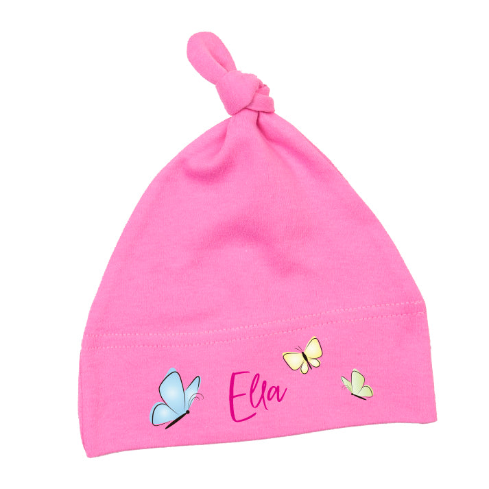 Babymütze - Schmetterling - Personalisierbar mit Namen Pink - Fulima