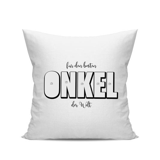 Personalisiertes Fotokissen – Für den besten Onkel der Welt – 5 Fotos Weiß - Fulima