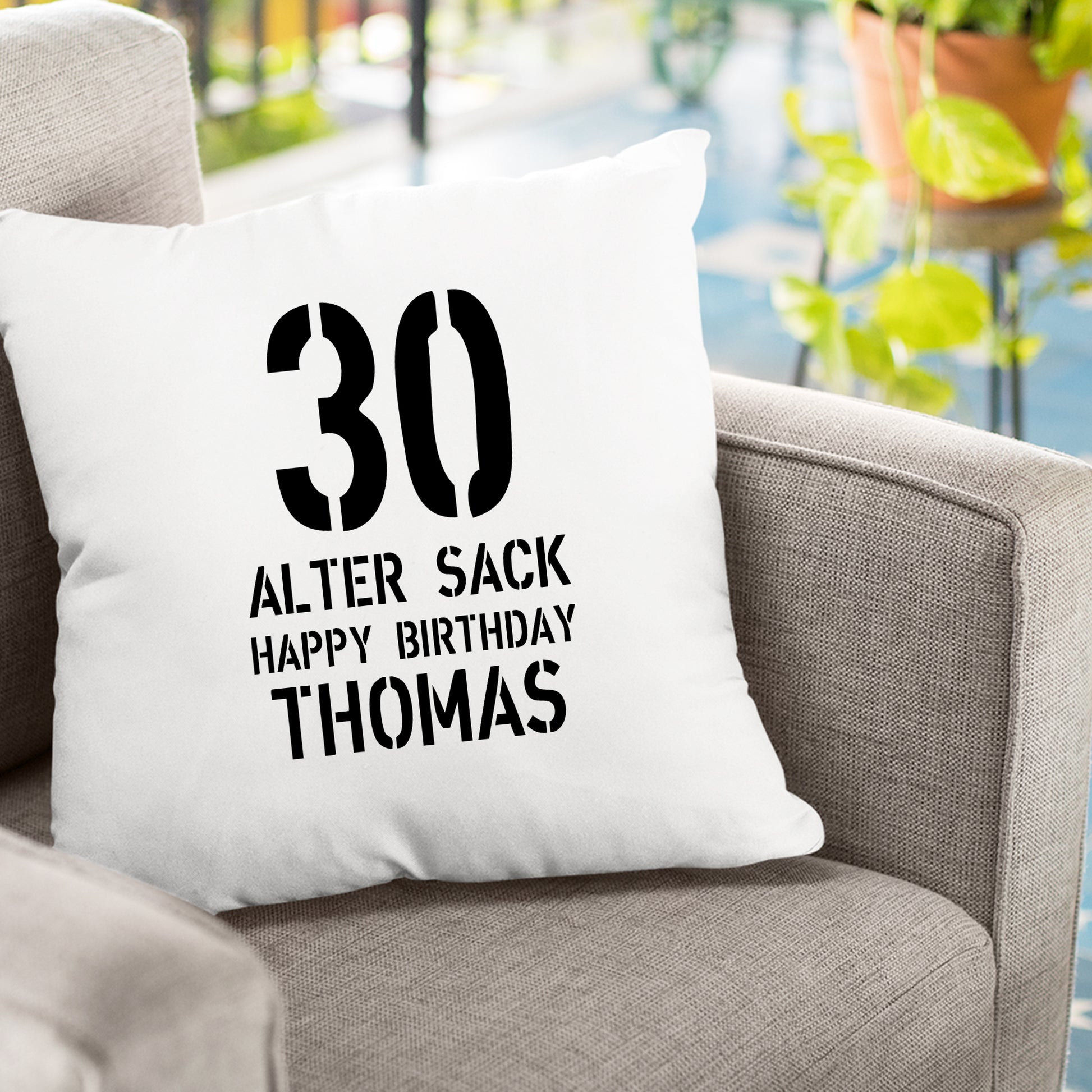 Geburtstag Kissen - 30 Alter Sack Happy Birthday mit Namen - FULiMA®