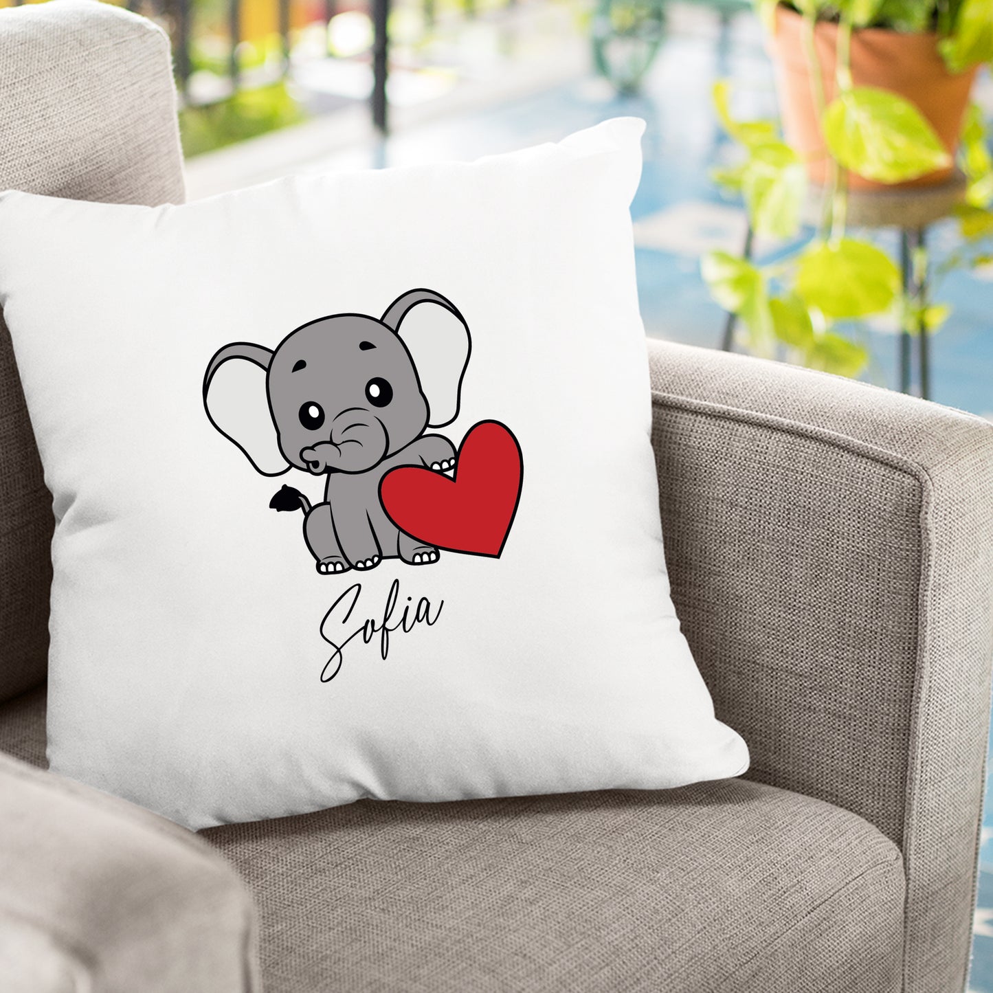 Babykissen - Süsser Elefant mit Herz - Personalisiert mit Namen - Geschenk zur Geburt - Fulima