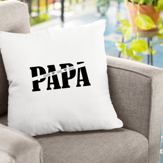 Papa Kissen - Papa mit Namen der Kinder und Herzchen - Geschenkidee - Fulima