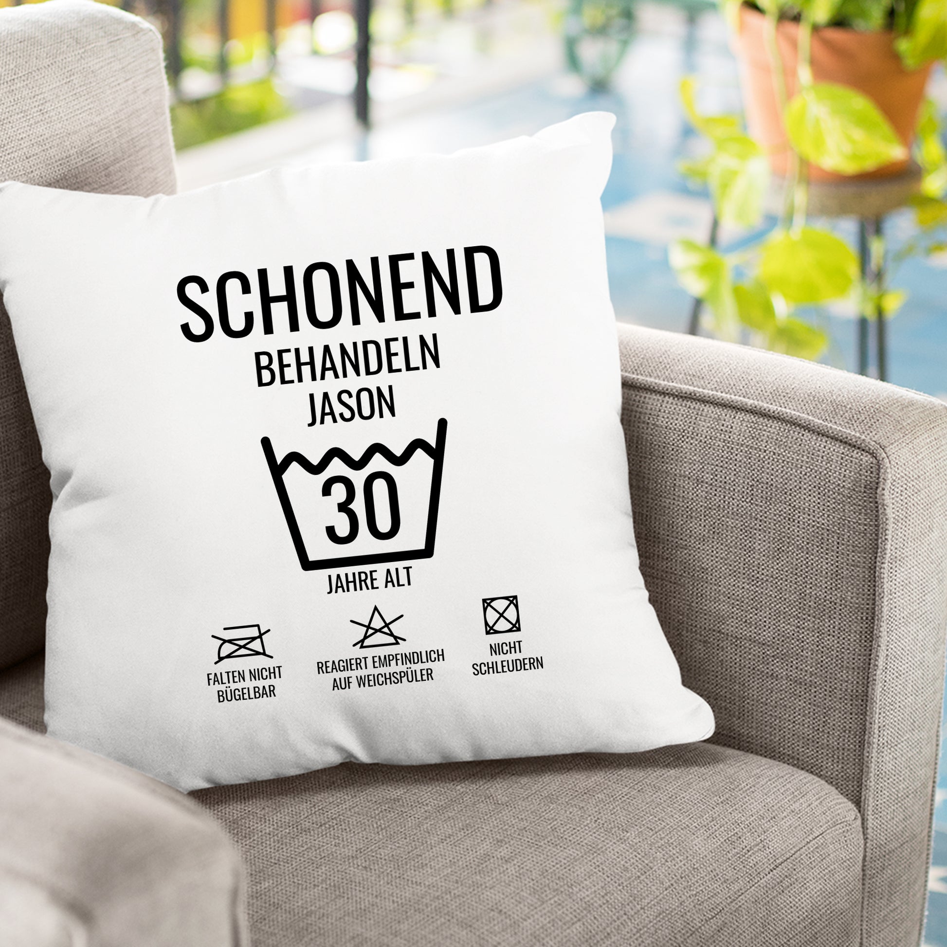 Schonend behandeln – 30 Jahre alt - Namen - Geburtstag Kissen - FULiMA®