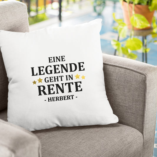 Ruhestand Kissen - Eine Legende geht in Rente - Goldene Sterne mit Namen - Geschenk zur Rente - Fulima