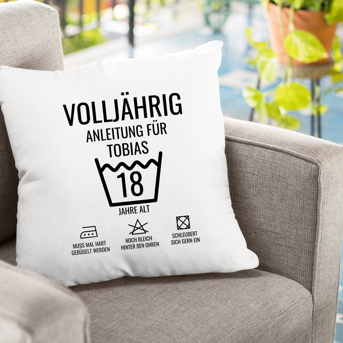 Volljährig Anleitung für 18 Jährige - mit Namen - Geburtstag Kissen - Fulima