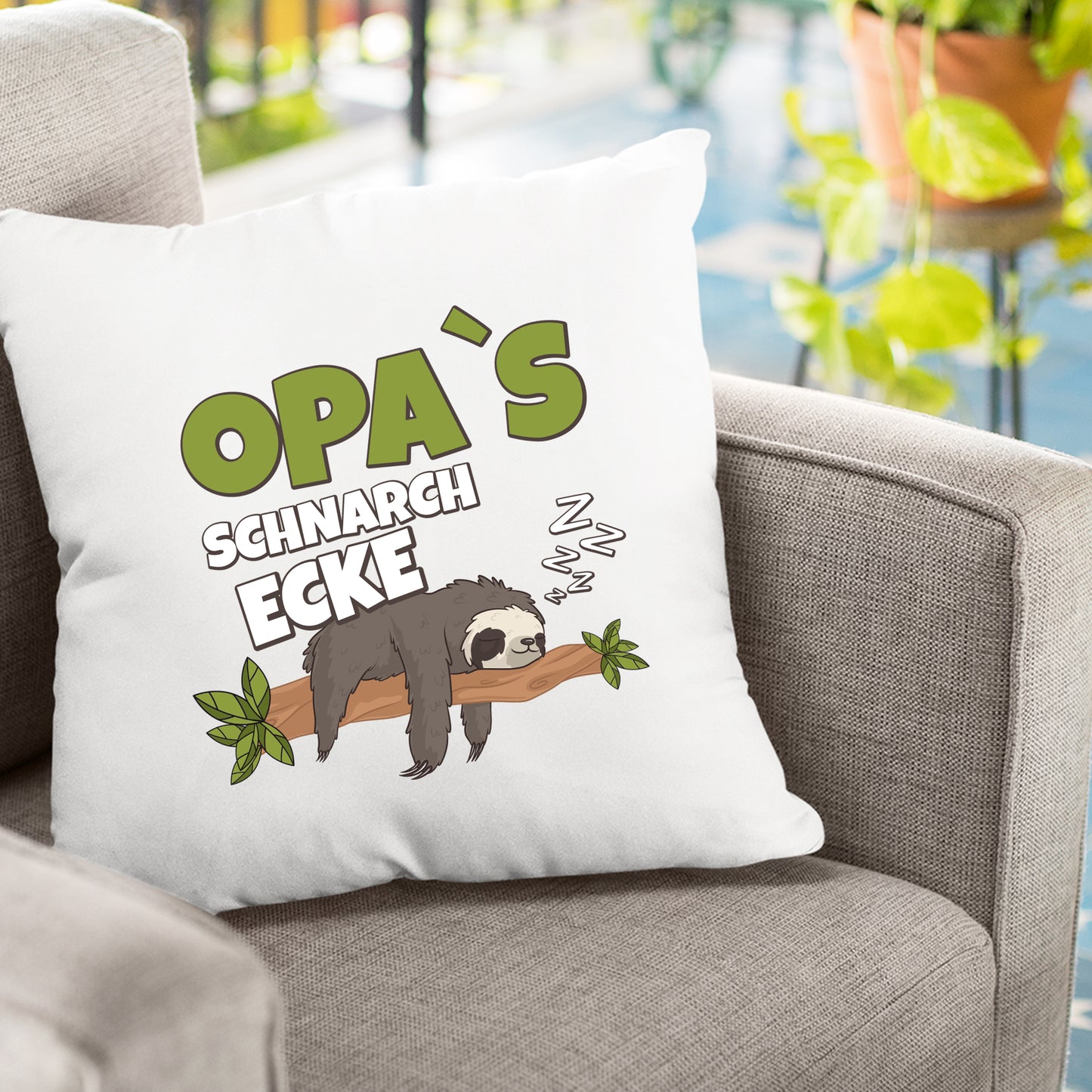 Opa Kissen - Opas Schnarch Ecke Faultier - Geschenkidee - Fulima