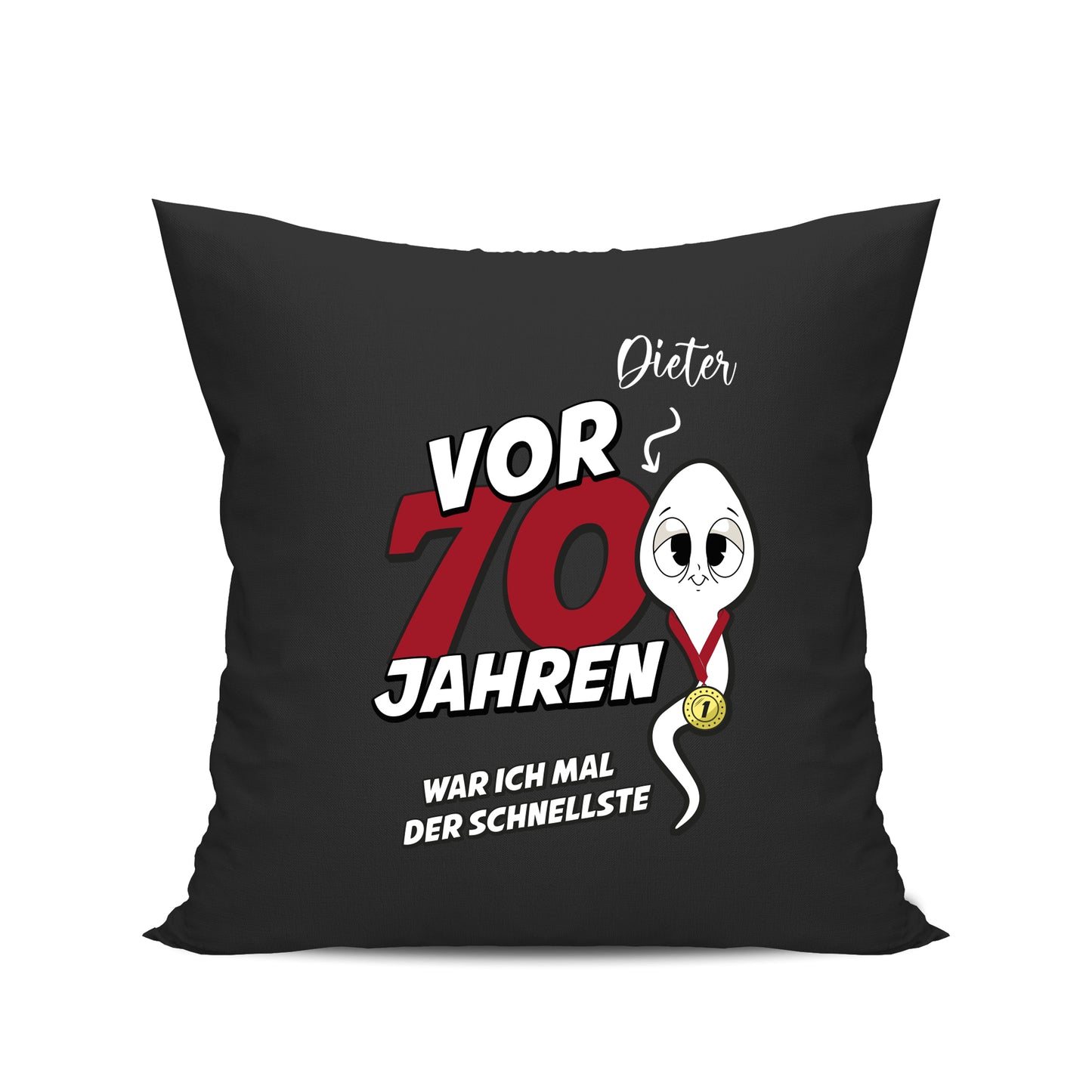 Vor 70 Jahren war ich mal der schnellste - mit Namen - Geburtstag Kissen Schwarz - Fulima