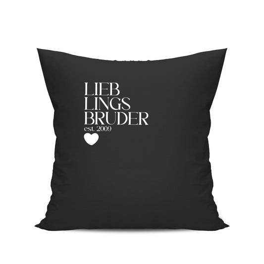 Bruder Kissen - Lieblingsbruder est. Wunschjahr Design - Geschenk Schwarz - Fulima
