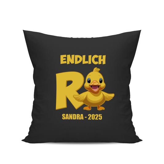 Ruhestand Kissen - Endlich Rente Ente - Süße Comic Ente - Rente Geschenk Schwarz - Fulima