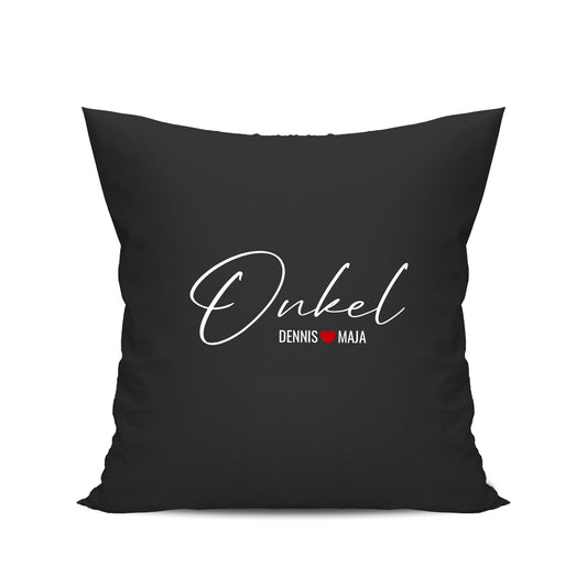 Onkel Kissen - Minimalistisch Onkel Schriftzug mit Namen der Kinder Schwarz - Fulima