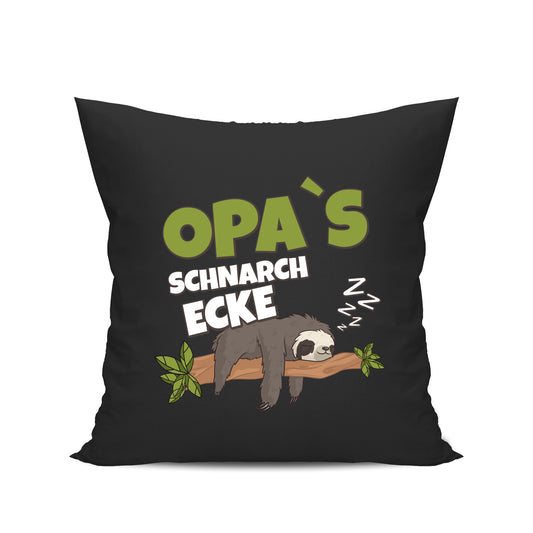 Opa Kissen - Opas Schnarch Ecke Faultier - Geschenkidee Schwarz - Fulima