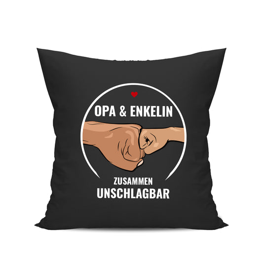 Opa Kissen - Opa und Enkelin Zusammen Unschlagbar - Geschenkidee Schwarz - Fulima