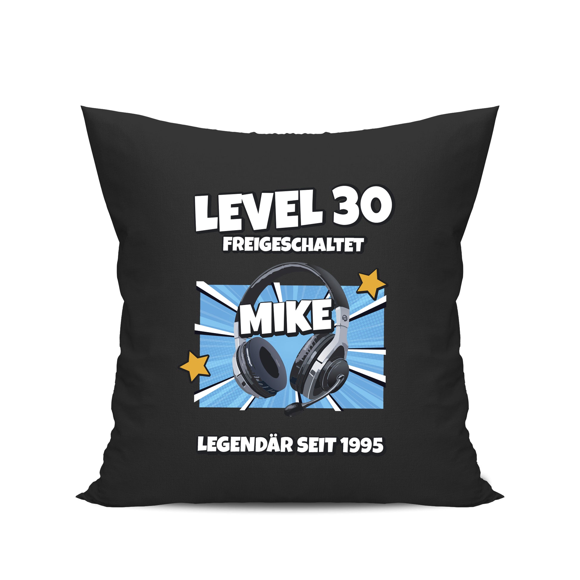 Level 30 freigeschaltet - Legendär - mit Namen - Geburtstag Kissen Schwarz - Fulima